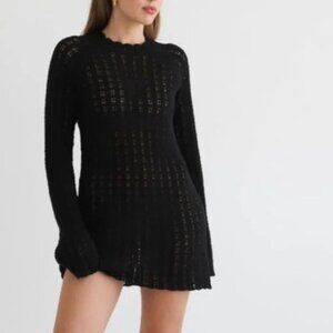 RUMORED Beyond the Sea Mini Dress Black Knit size M Medium